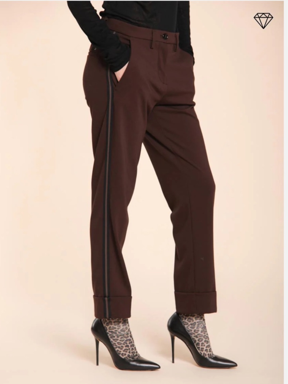 Mason's New York Tuxedo Carrot Stripe Pant Cropped Straight Leg L Size 46/US 10